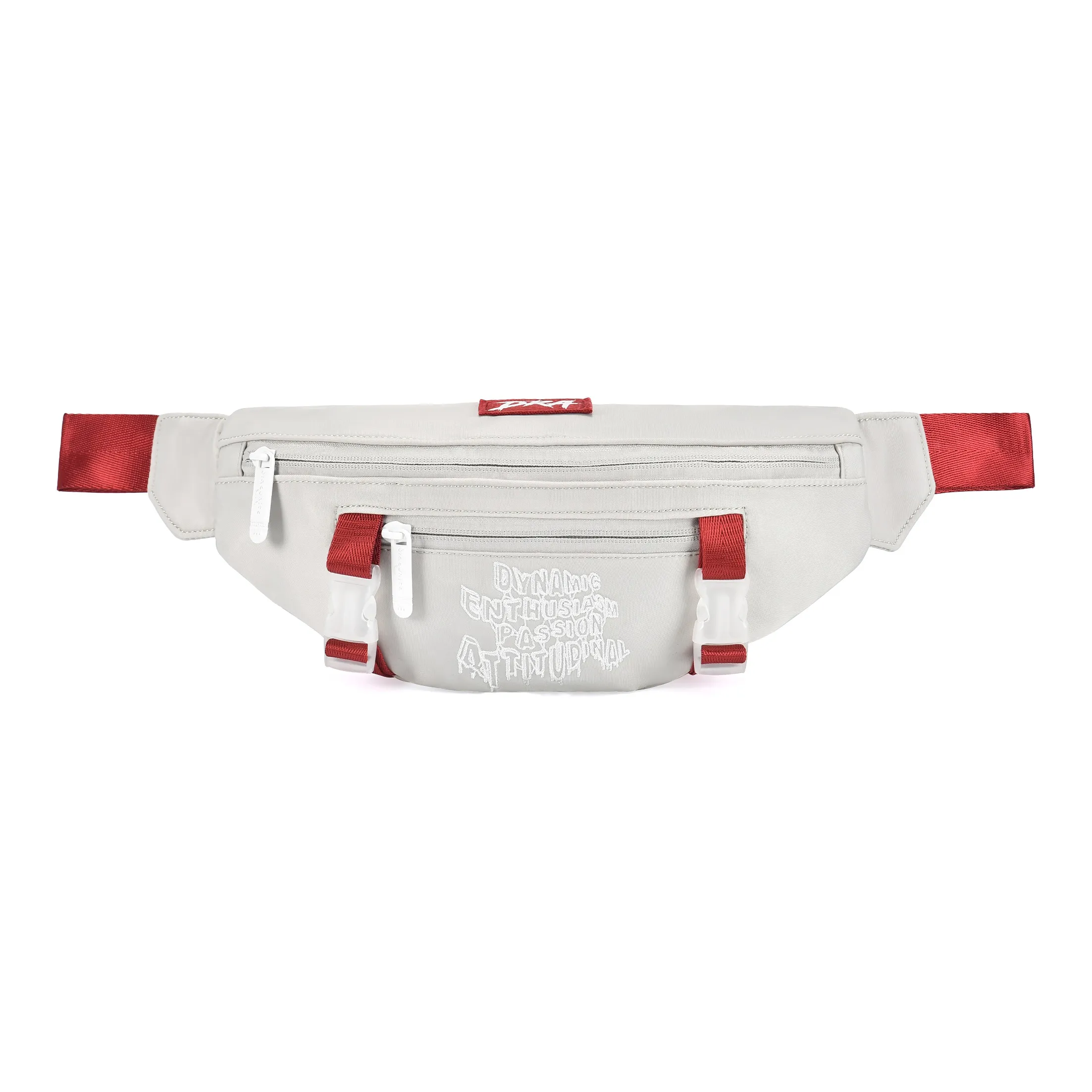 DRACONITE Polyester Shoulder Bag, Sling Bag, Crossbody Bag, Fanny Pack Regular Unisex Gray Red Contrast