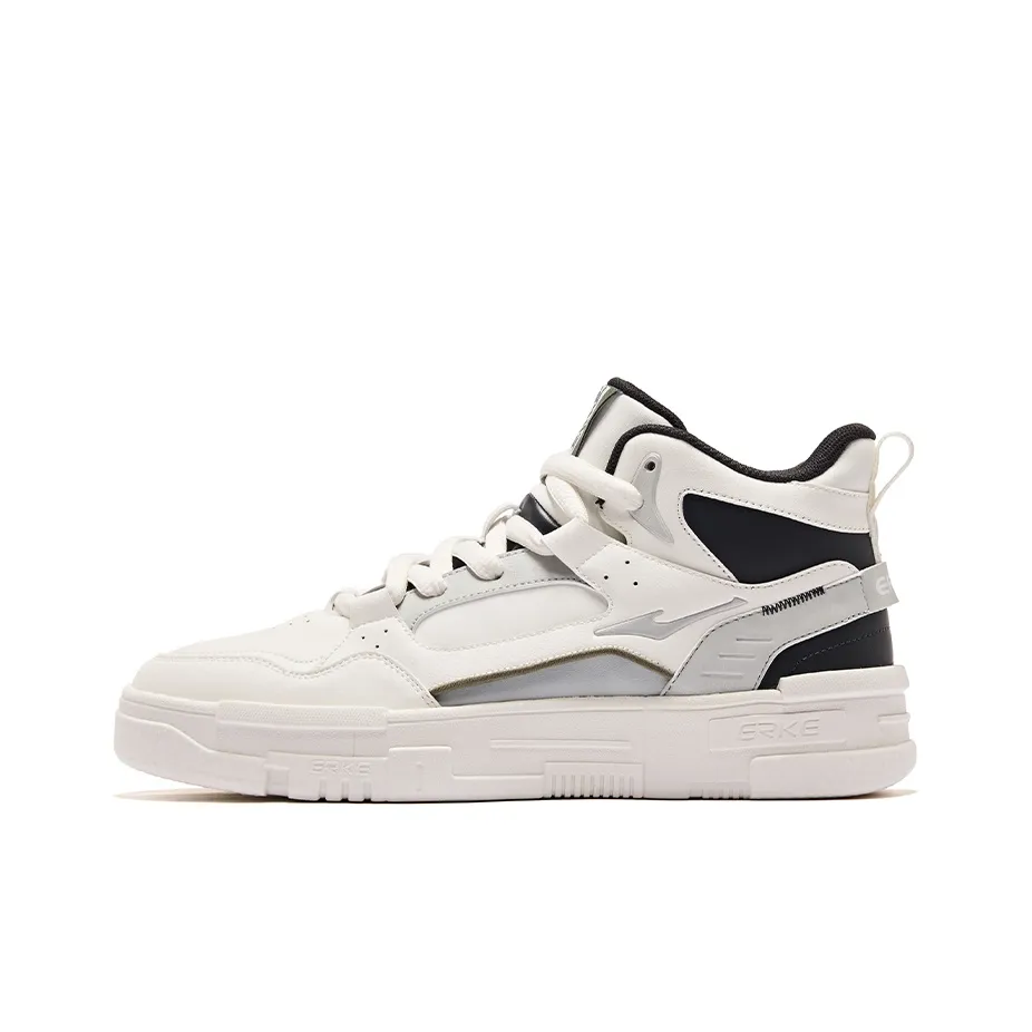 Erke Compact 2.0 Wear Resistant Slip Resistant High Top Skateboard Shoes Men's Microcrystal White White Mist Gray