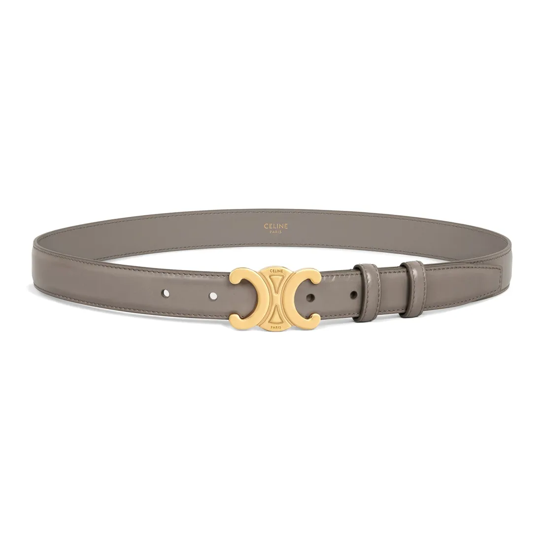 CELINE Leather Leather Belts Women's Gray Width  2.5cm