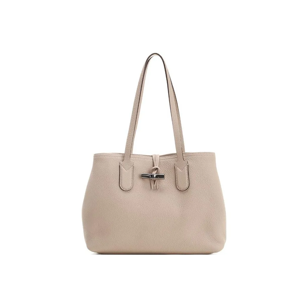 LONGCHAMP Roseau Essential Leather Tote Bag, Shopping Bag, Handbag, Shoulder Bag Women's Earth Umber
