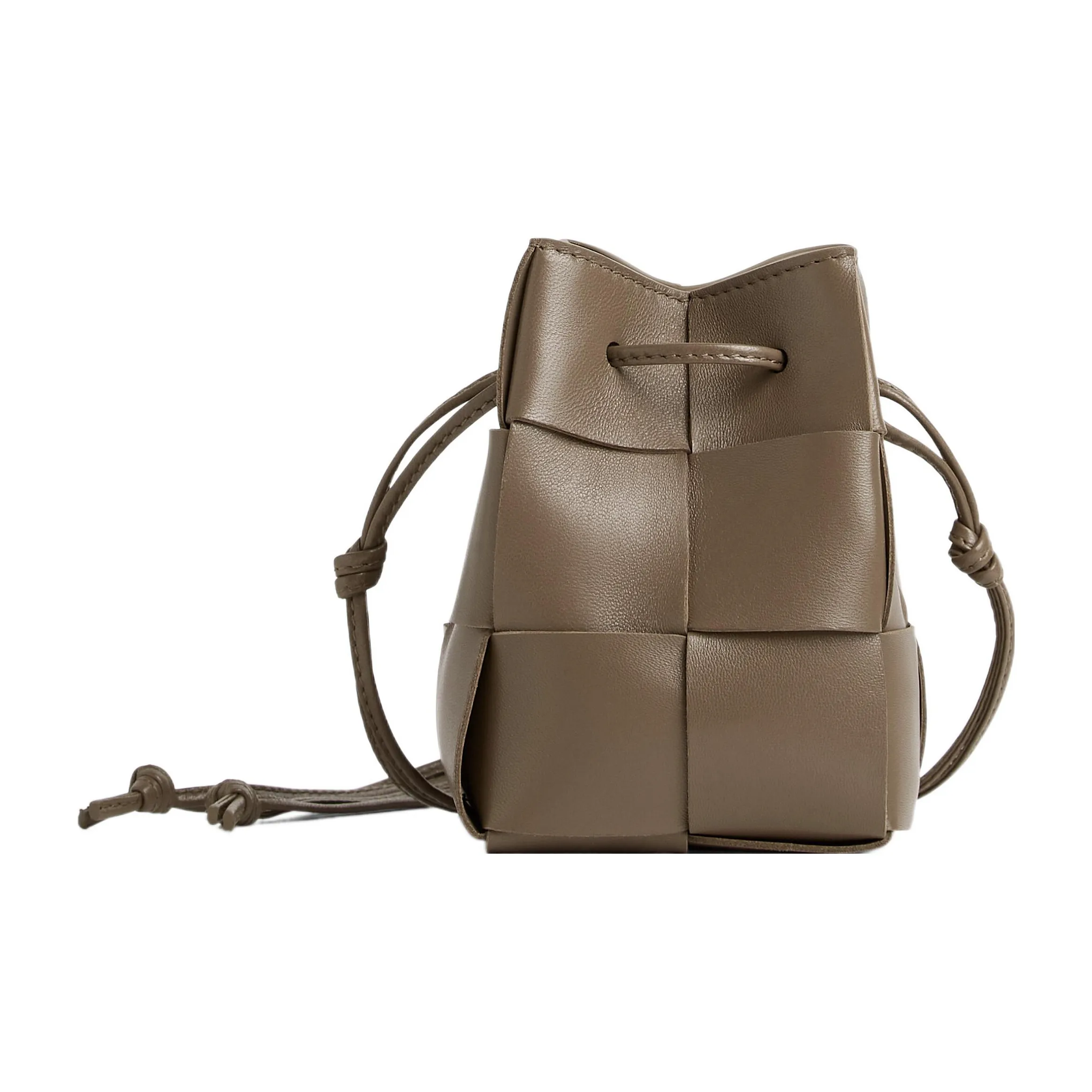 Bottega Veneta CASSETTE Lambskin Bucket Bag, Shoulder Bag, Crossbody Bag Mini Women's Taupe