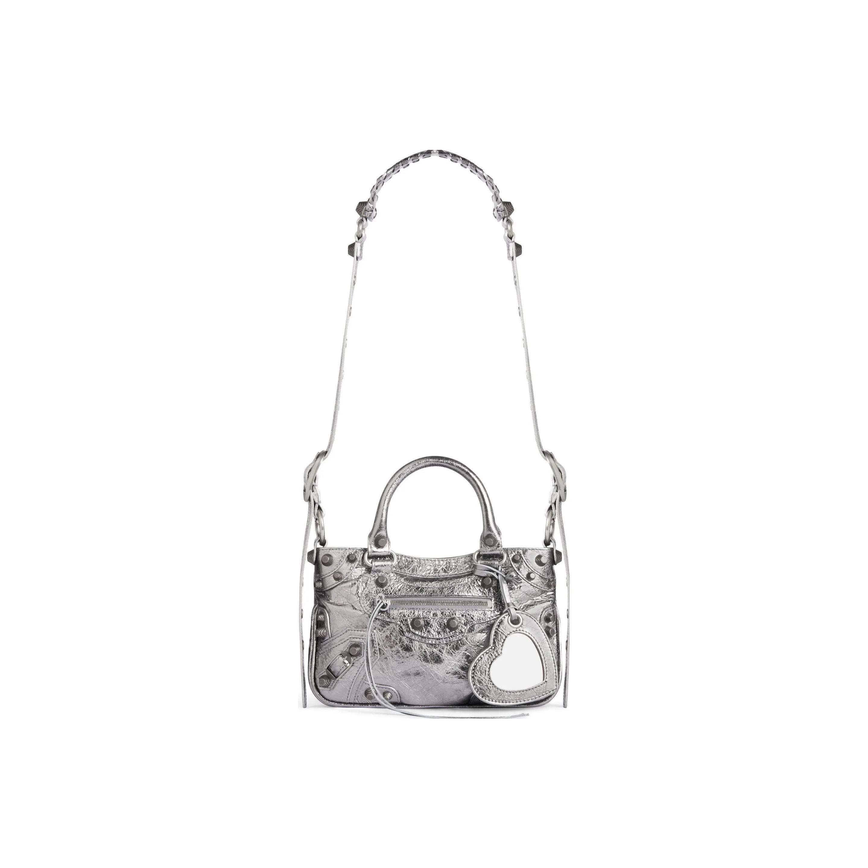 Balenciaga Women's Neo Cagole Small Tote Handbag Silver-tone