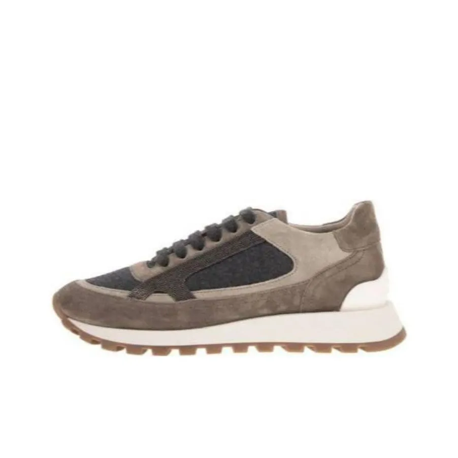 Brunello Cucinelli Monili Embellished Panelled Lace Up Sneakers Women's
