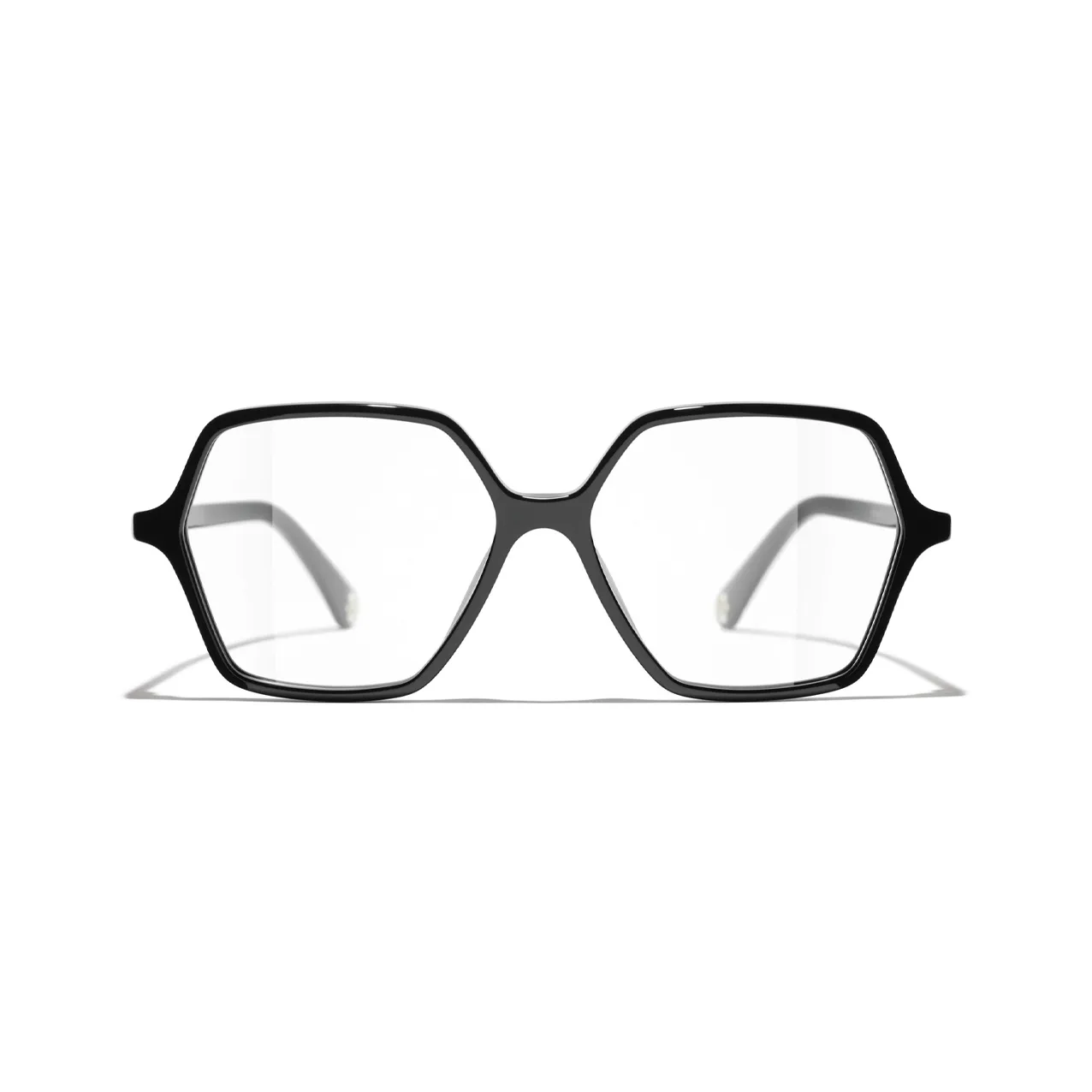 CHANEL Acetate Irregular Shape Eyeglass Frames Unisex Black