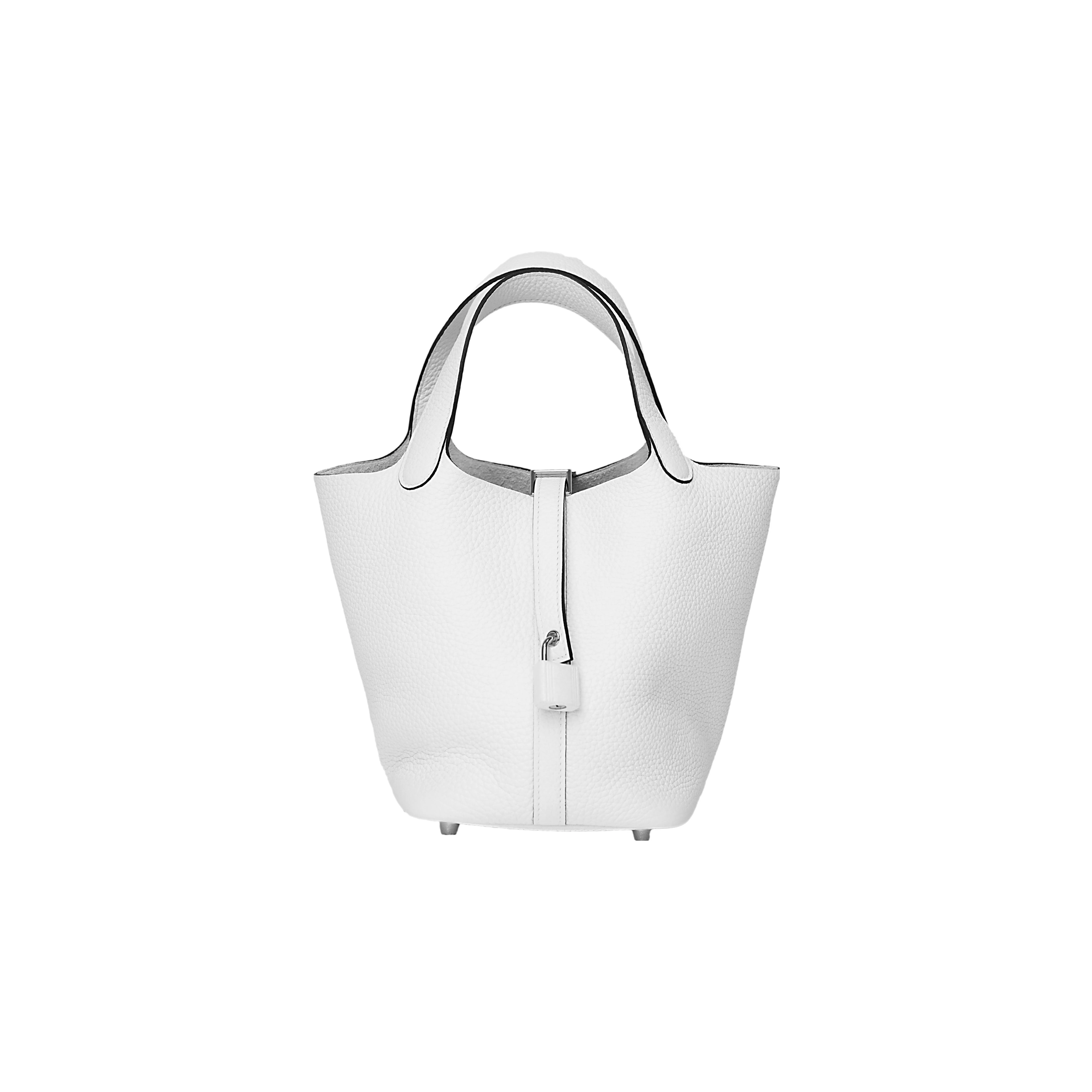 HERMES Picotin Lock Clemence Bullock Leather Basket Bag Handbag 18 Women's 0U NewWhite New White