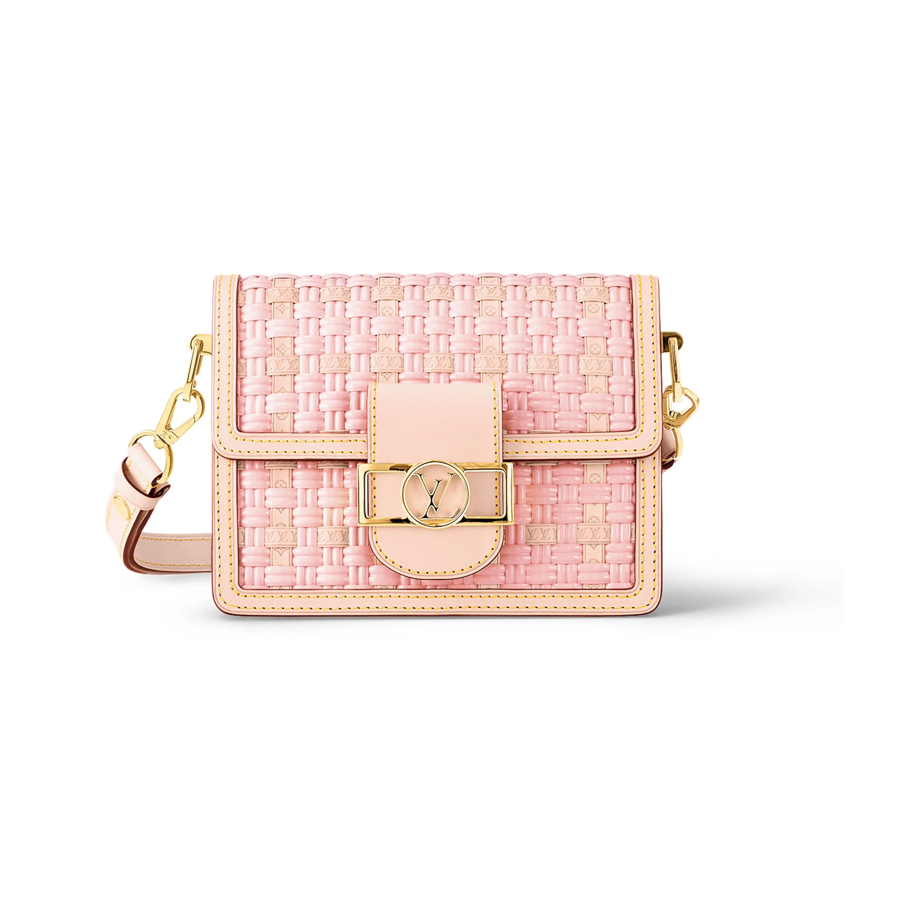 LOUIS VUITTON Dauphine Coated Canvas Cow Leather Patchwork Trim Portable Crossbody Bag Shoulder Bag Mini Women's Pink