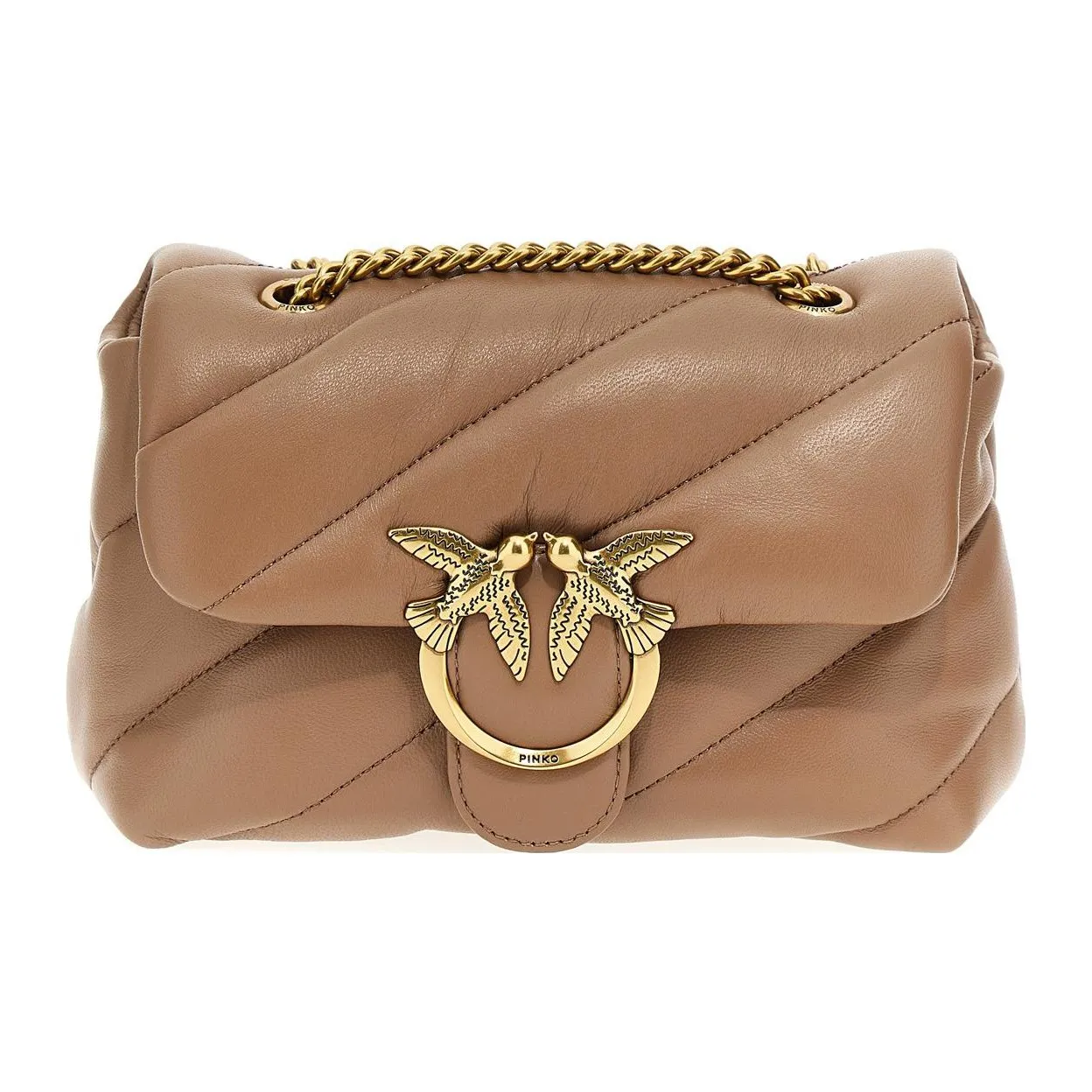 PINKO Sheepskin Crossbody Bag Shoulder Bag Women's Brown