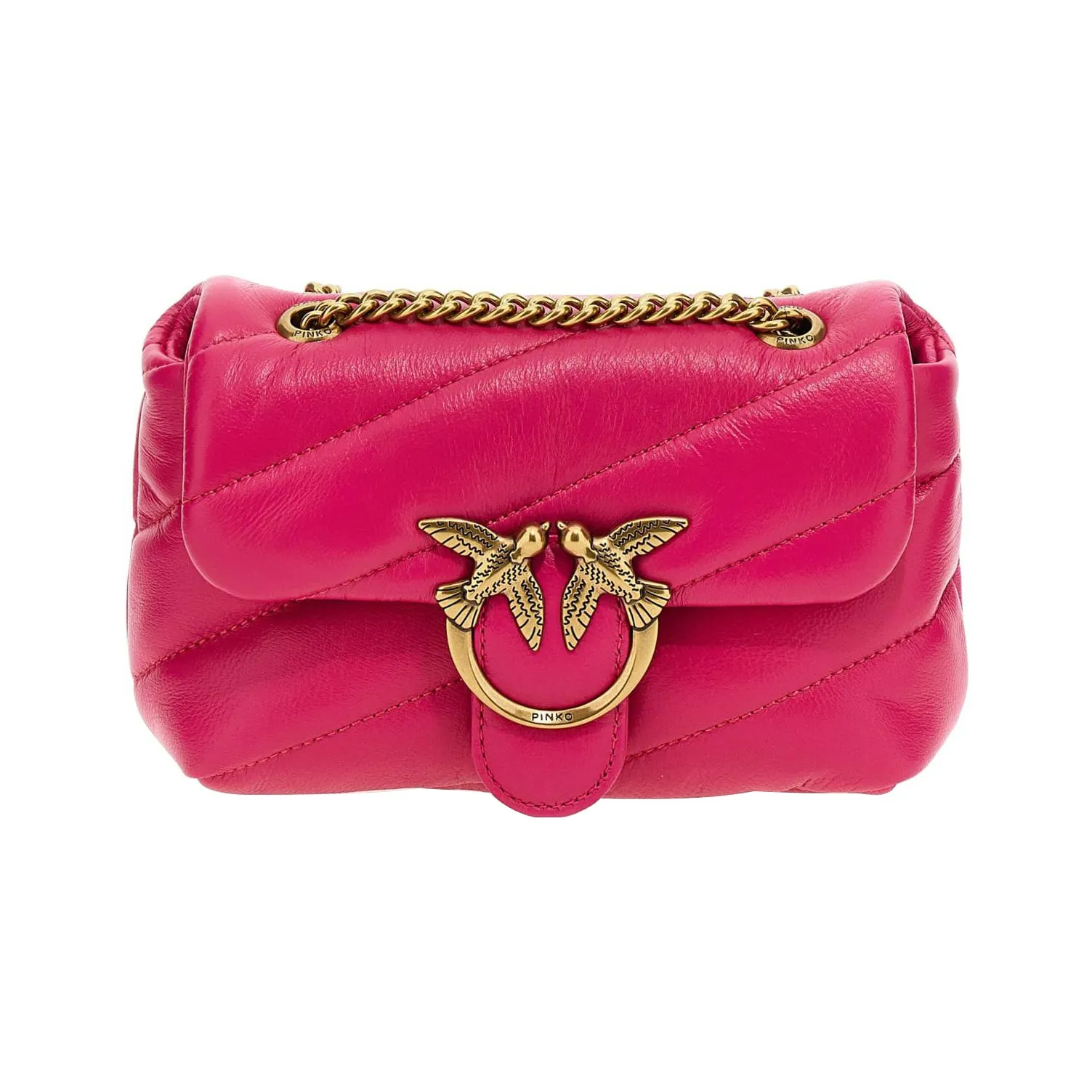 PINKO Puff Sheepskin Crossbody Bag, Shoulder Bag Women's Pink