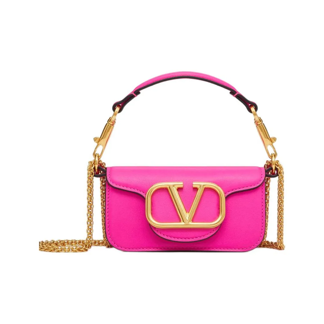 Valentino Locò Calfskin Baguette Bag Crossbody Bag One Shoulder Handbag Extra Mini Women's Pink