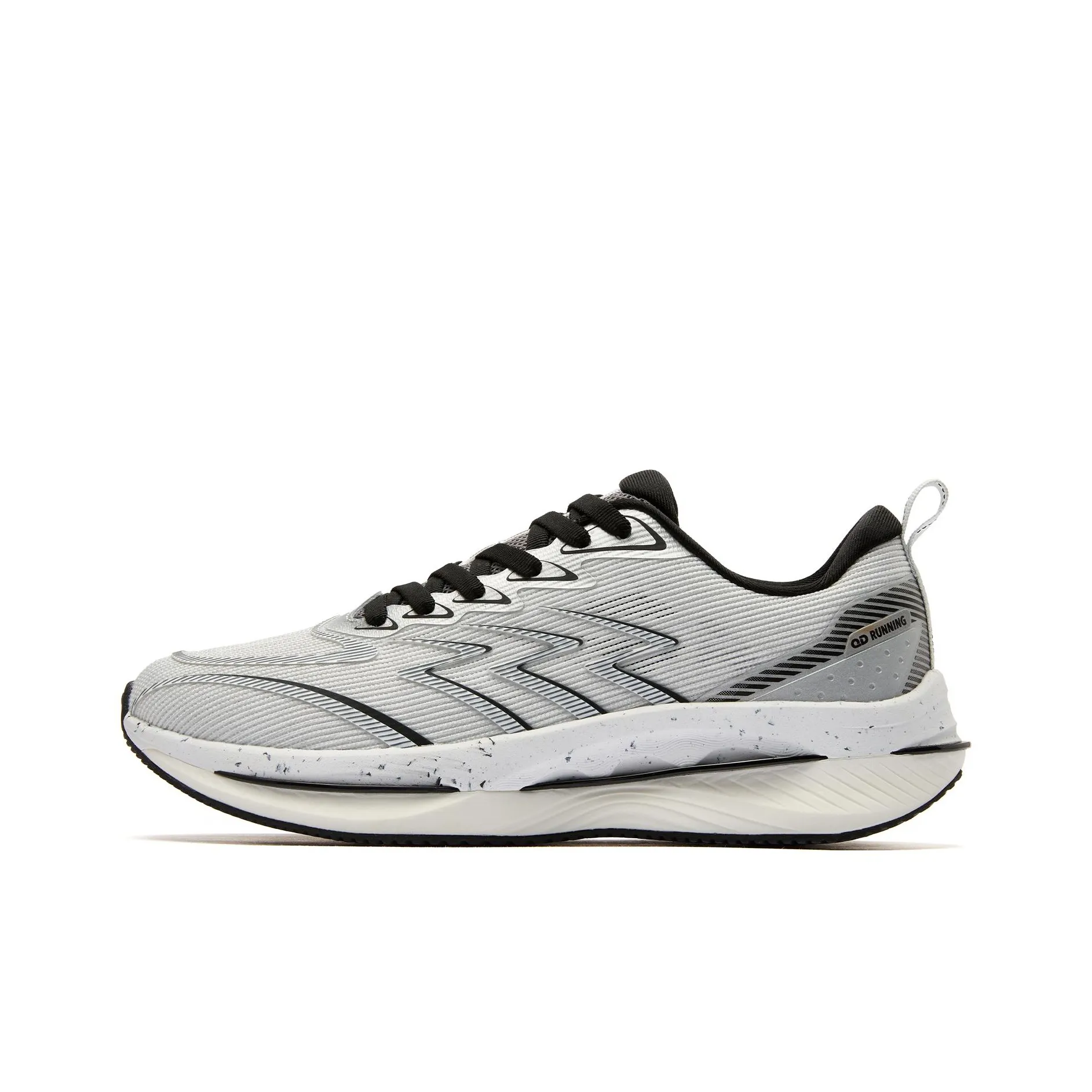 QIAODAN No Fear Cushioning, Abrasion Resistant, Support, Balance, Rebound Low Top Running Shoes Men's Silver Black