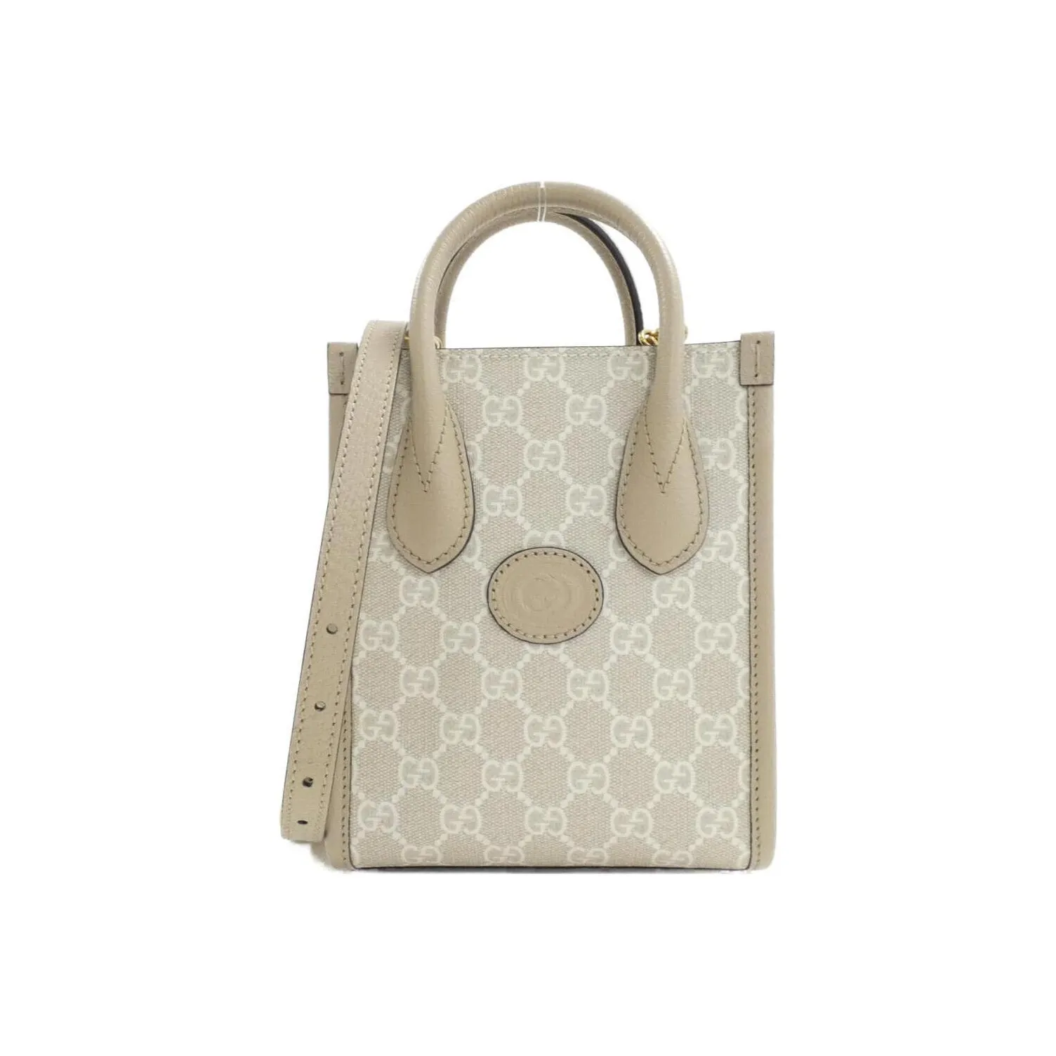 GUCCI Canvas With Leather Tote Bag, Shopping Bag, Handbag, Shoulder Bag, Crossbody Bag Mini Unisex