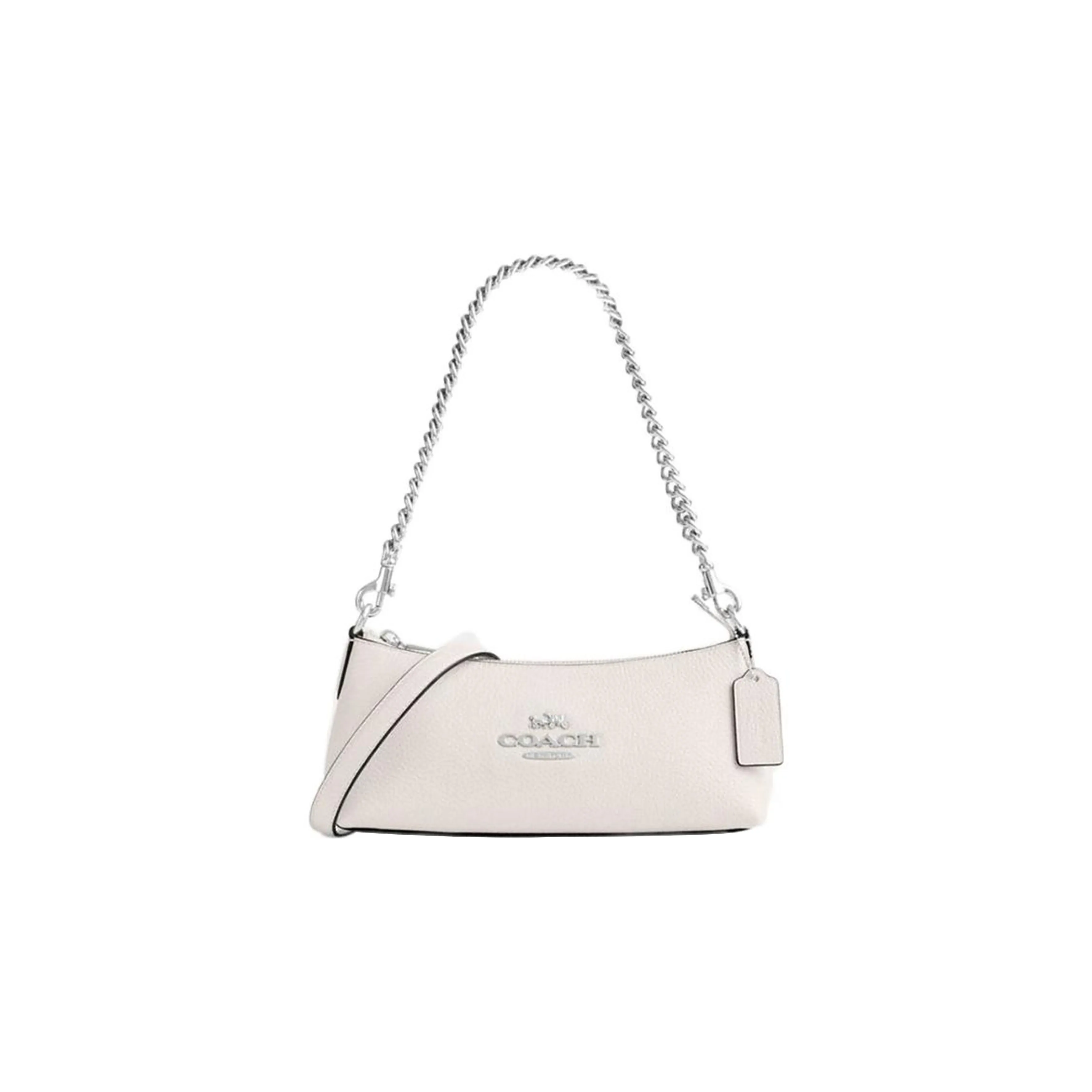 COACH Charlotte Grain Leather Shoulder Bag, Portable Crossbody Bag Women's White