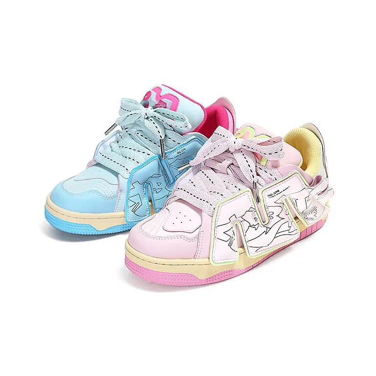 ADCDAVINCI Wheat Whirlwind Series Skateboard Shoes Unisex Low-Top Blue/Pink