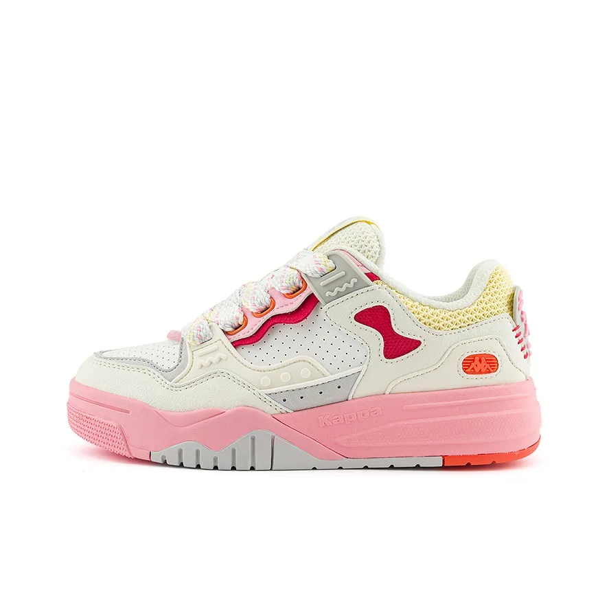 Kappa Anti Slip Wear Resistant Low Top Skateboard Shoes Unisex White Pink
