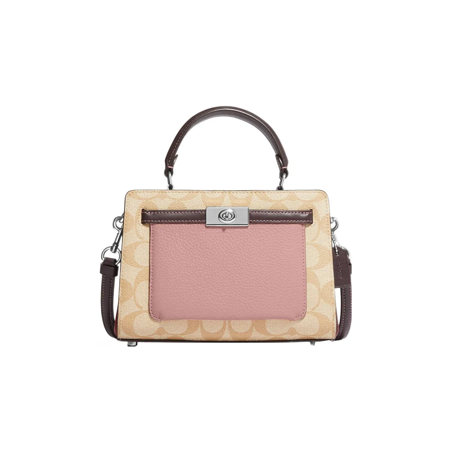 COACH Lane Canvas With Leather Handbag Shoulder Bag Crossbody Bag Small Size Women's Khaki