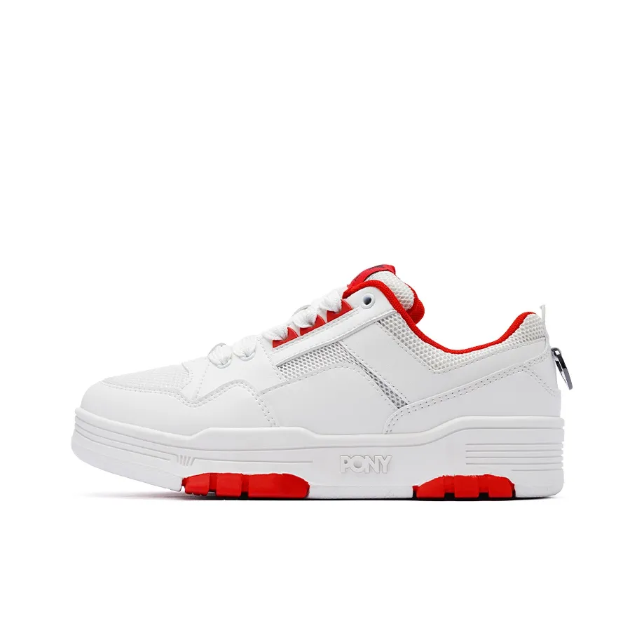 PONY Reverse Slip-on Resistant к истиранию Низкий топ Скейтборд Кроссовки Unisex Белый Красный