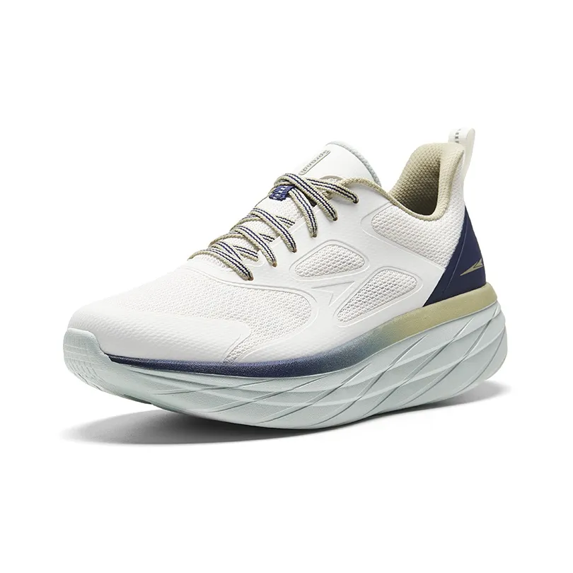 Sprandi Cushioning, Slip Resistant, Breathable, Height Increasing Low Top Running Shoes Men's White Blue