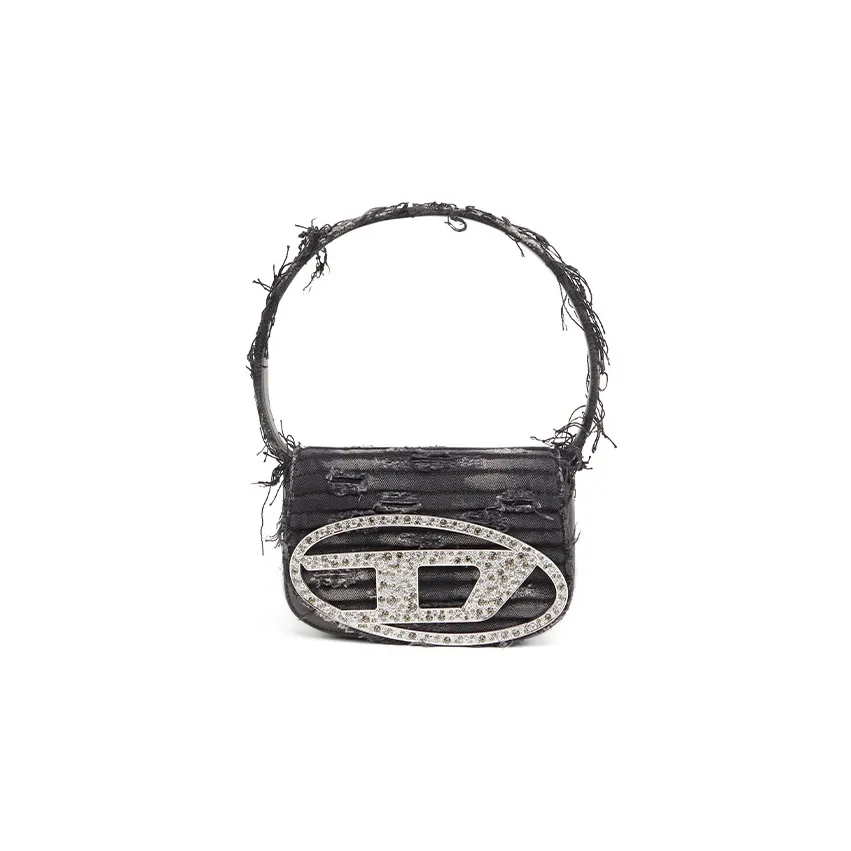 DIESEL Cow Leather With Cotton Portable Crossbody Bag, Shoulder Bag Women's Black