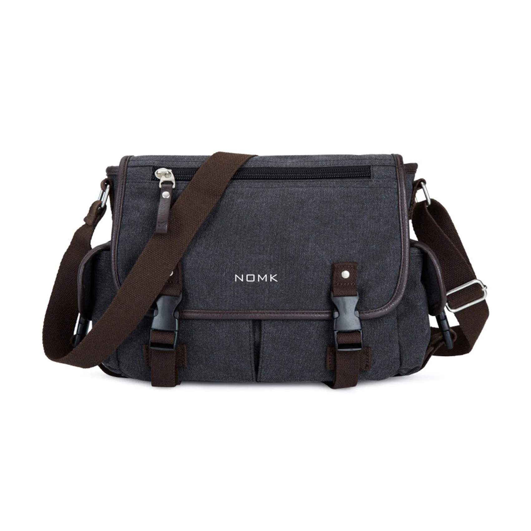 NOMK Canvas Bag Workwear Postman Bag Backpack Shoulder Bag Regular Unisex Gray