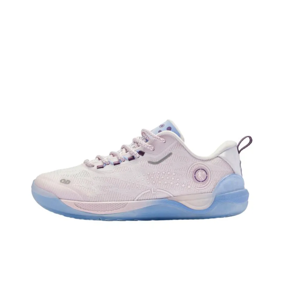 QIAODAN Cushioned Slip-Resistant Low-Top Running Shoes Women's Pink Blue