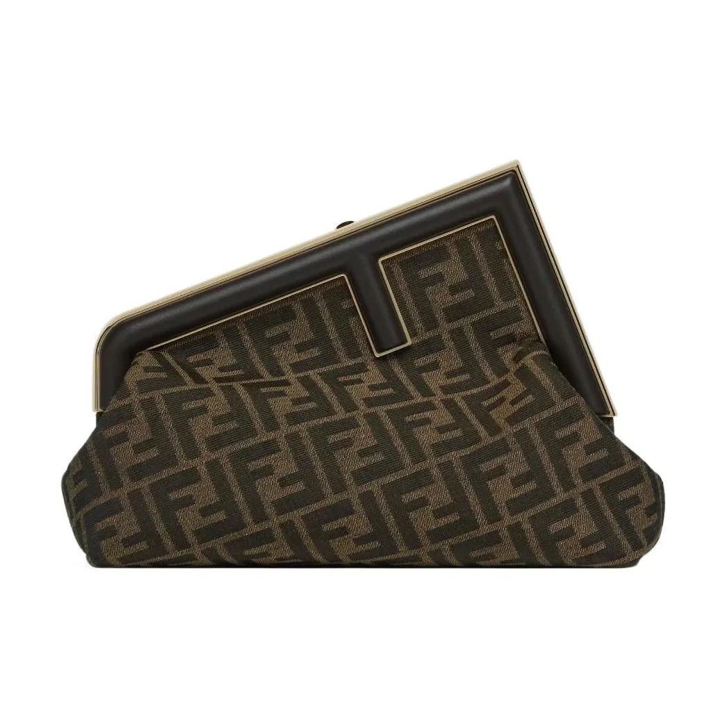 FENDI First Jacquard Fabric One Shoulder Crossbody Clutch Regular Women's Brown