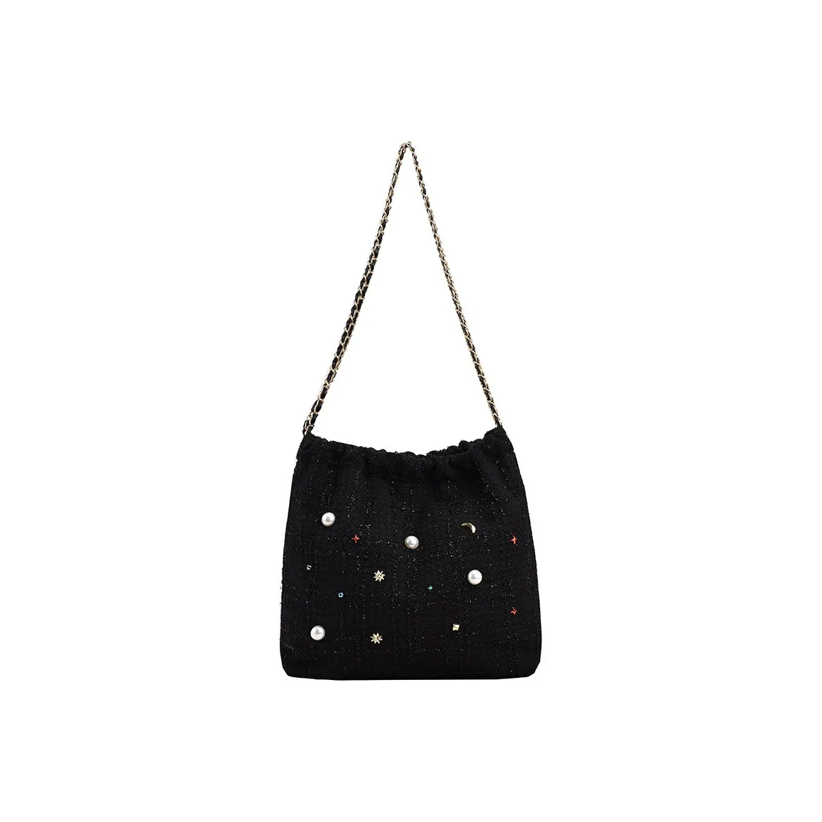 JANE KLAIN Шерстяная ведрообразная сумка переносная сумка через плечо женская черная белая синяя