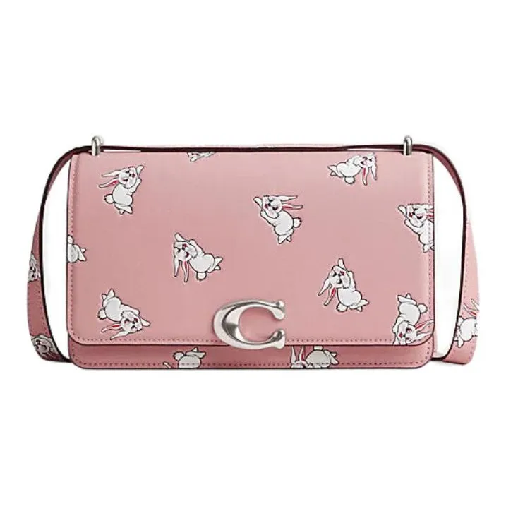 COACH Baymax Rabbit, Collaboration Bandit Cow Leather Envelope Bag, Handbag, Shoulder Bag Women's Pink