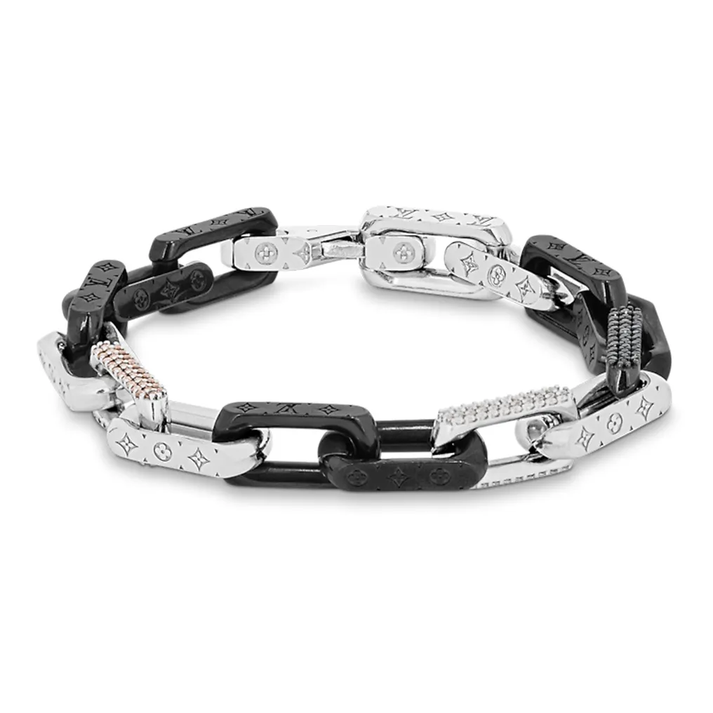 LOUIS VUITTON Metal Bracelets Men's Silver/Black