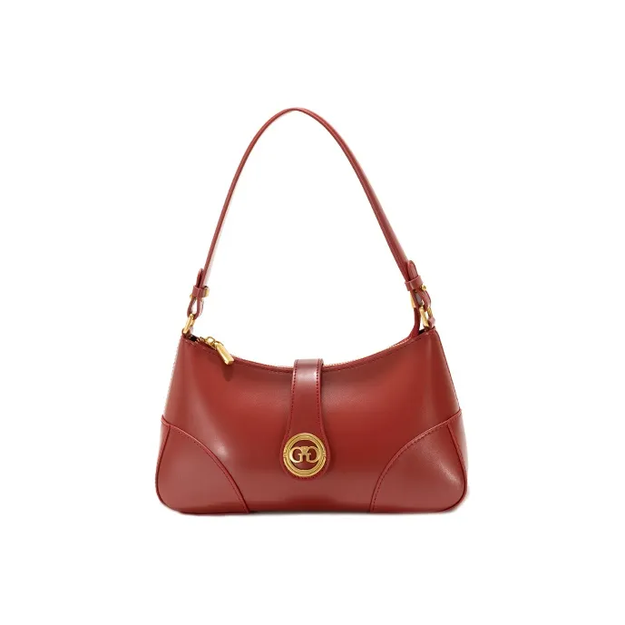 GXFMOD Коровья кожа Одно плечо Через плечо Сумка-багет Большая Женская Красная
