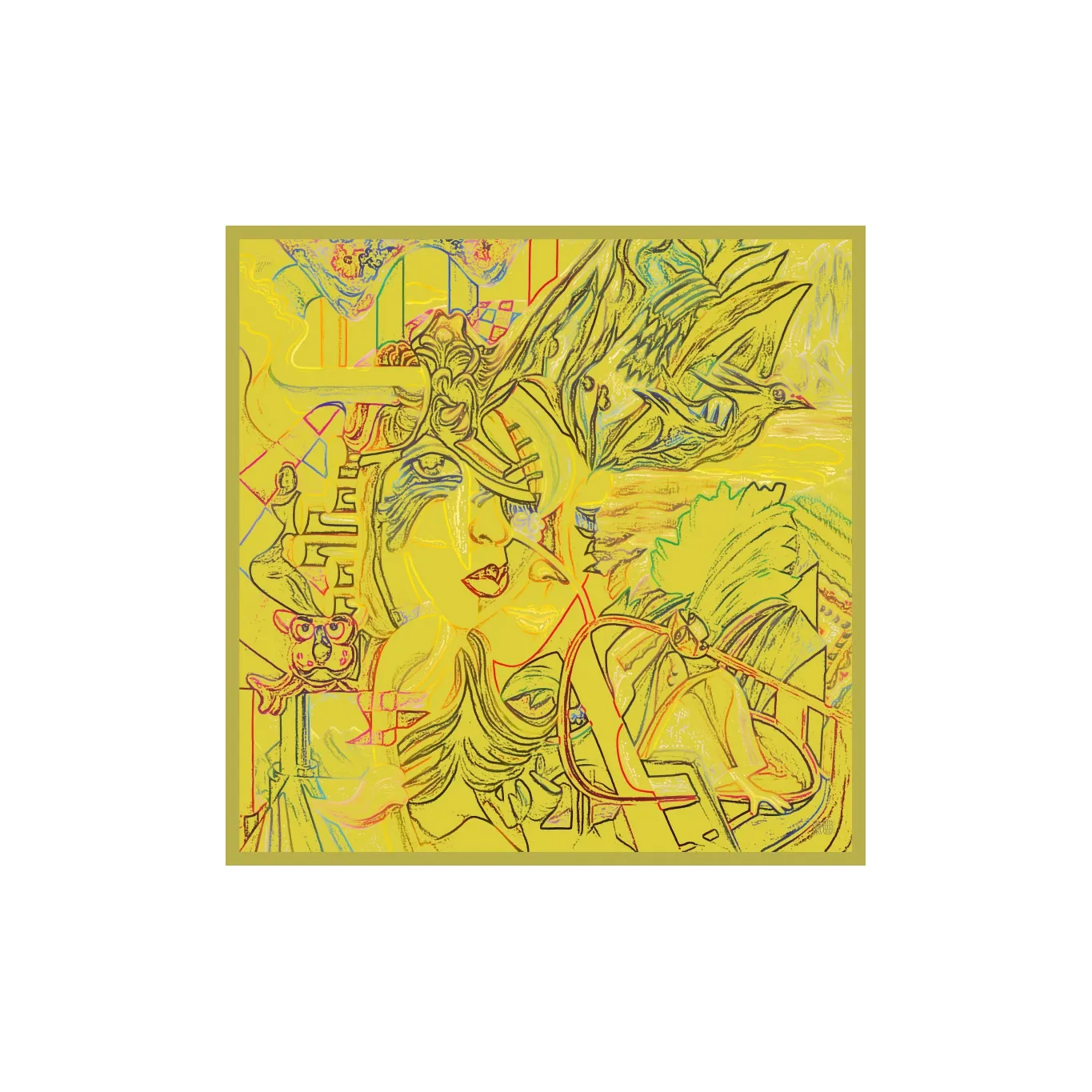 CH＇IN MELODY Silk Scarves Women's