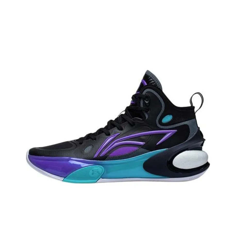 LiNing YuShuai 17 Cushioning, Wear Resistant Mid Top Basketball Shoes Men's Black Purple