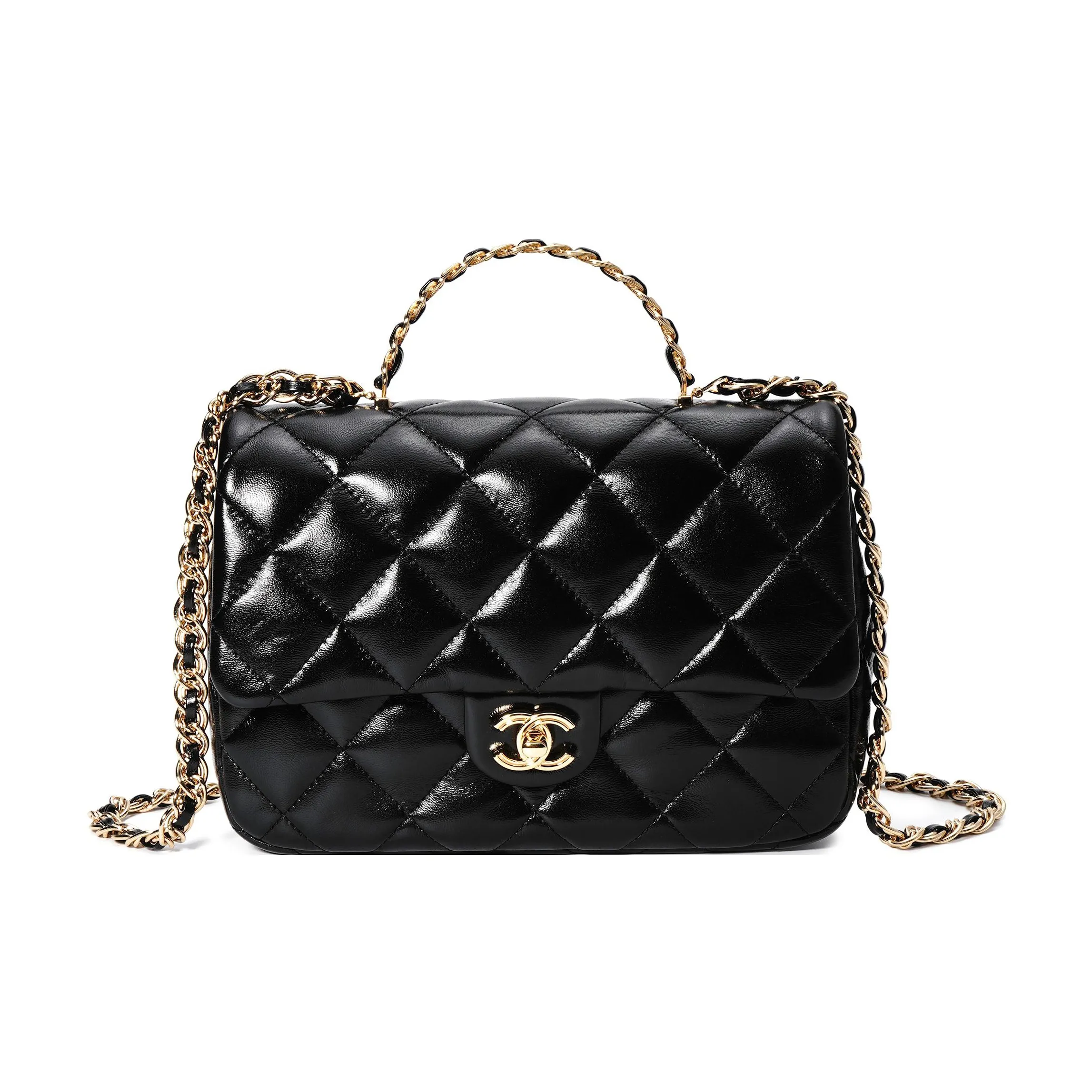 CHANEL Classic Flap CF Lambskin Handbag, Shoulder Bag, Crossbody Bag Women's Black