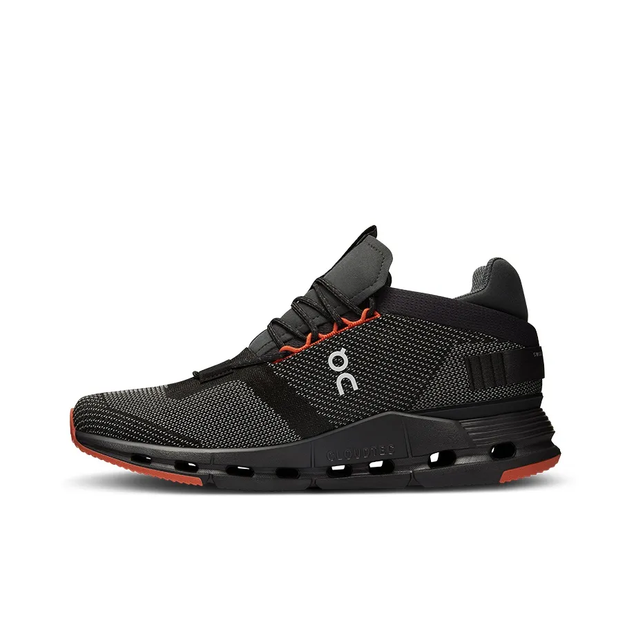 On Cloudnova Slip Resistant Low Top Casual Shoes sorel Men's Black Orange Red