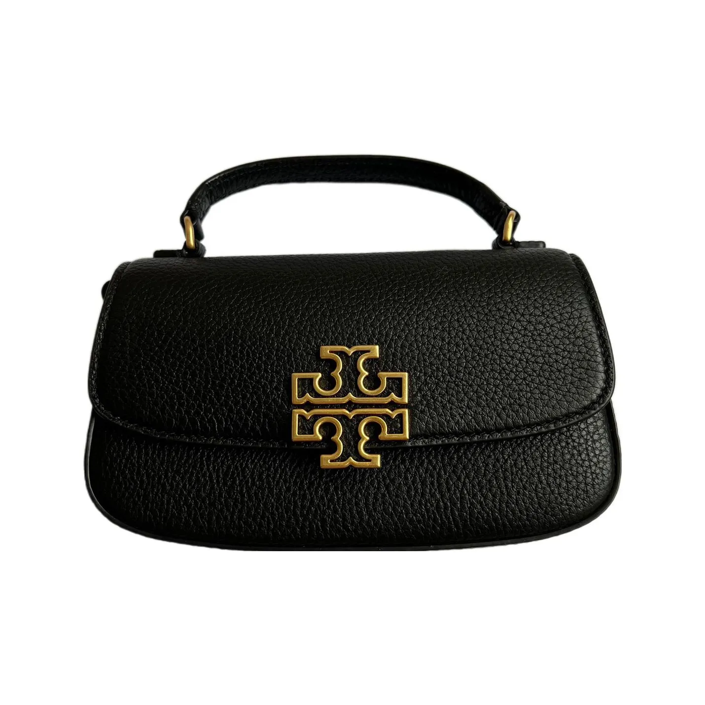 TORY BURCH Britten Litchi Grain Leather Shoulder Bag, Crossbody Bag, Handbag Mini Women's Black