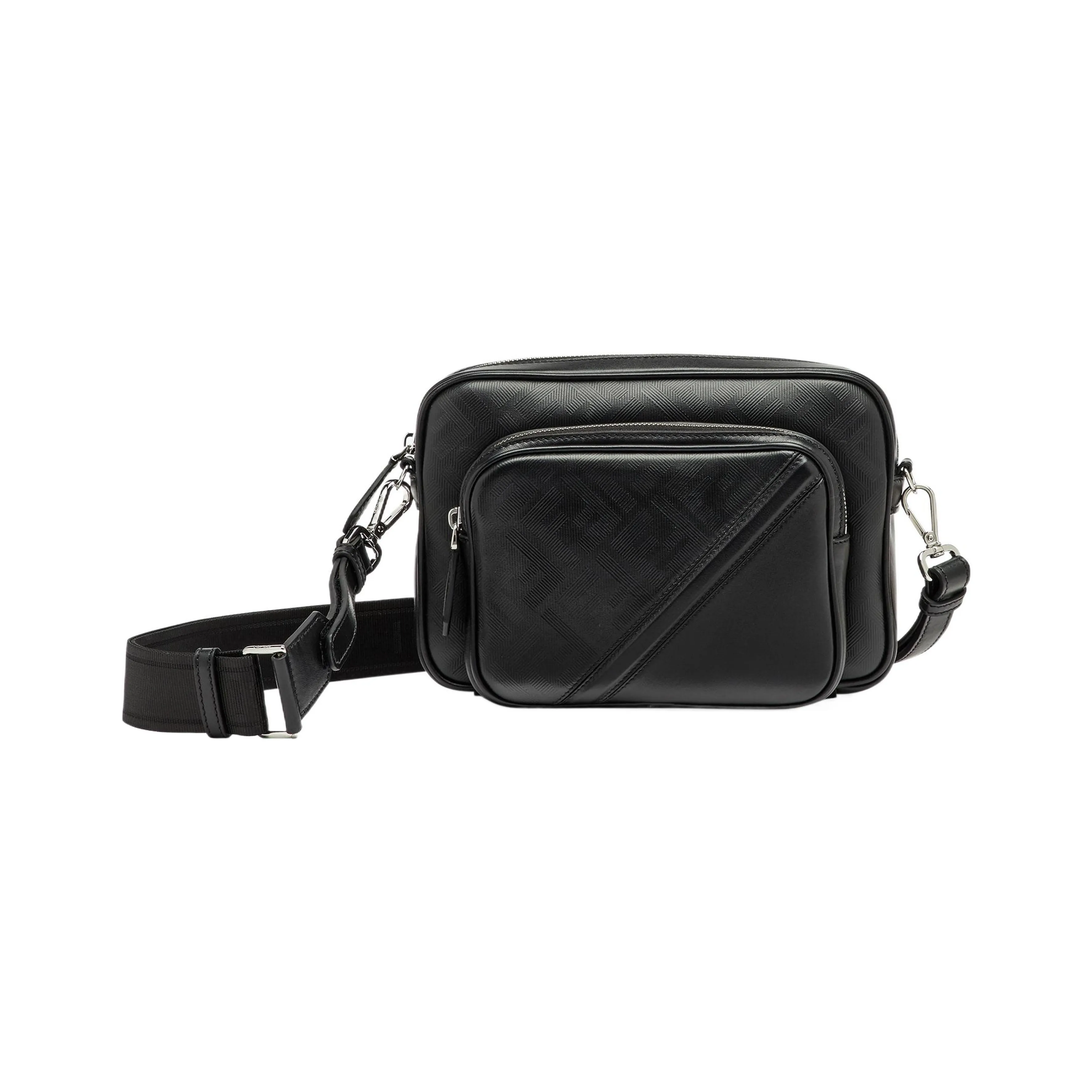 FENDI Calfskin Camera Bag, Shoulder Bag, Crossbody Bag Medium Size Men's Black