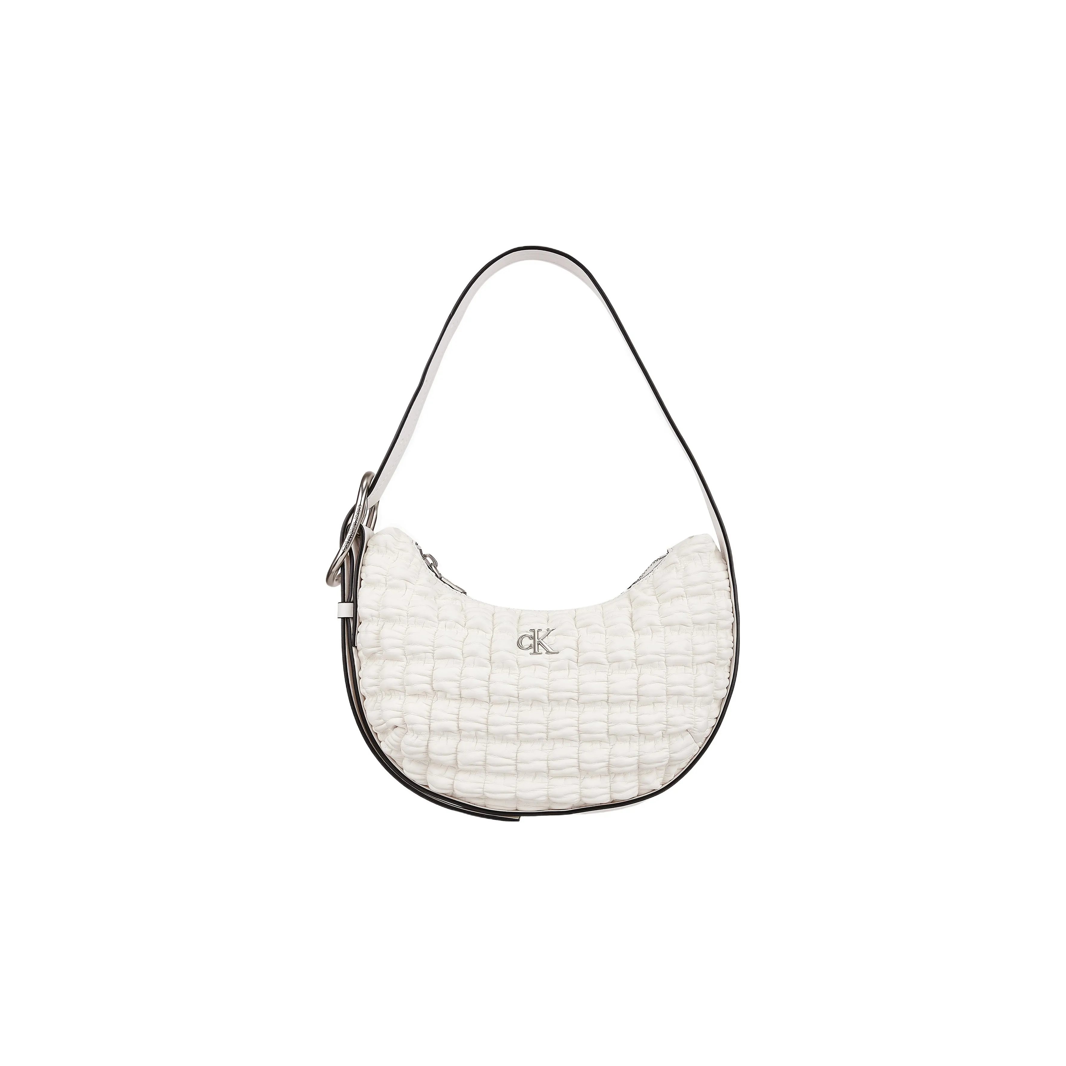 CALVIN KLEIN PU Crescent Bag, Handbag, Shoulder Bag Women's Ivory White