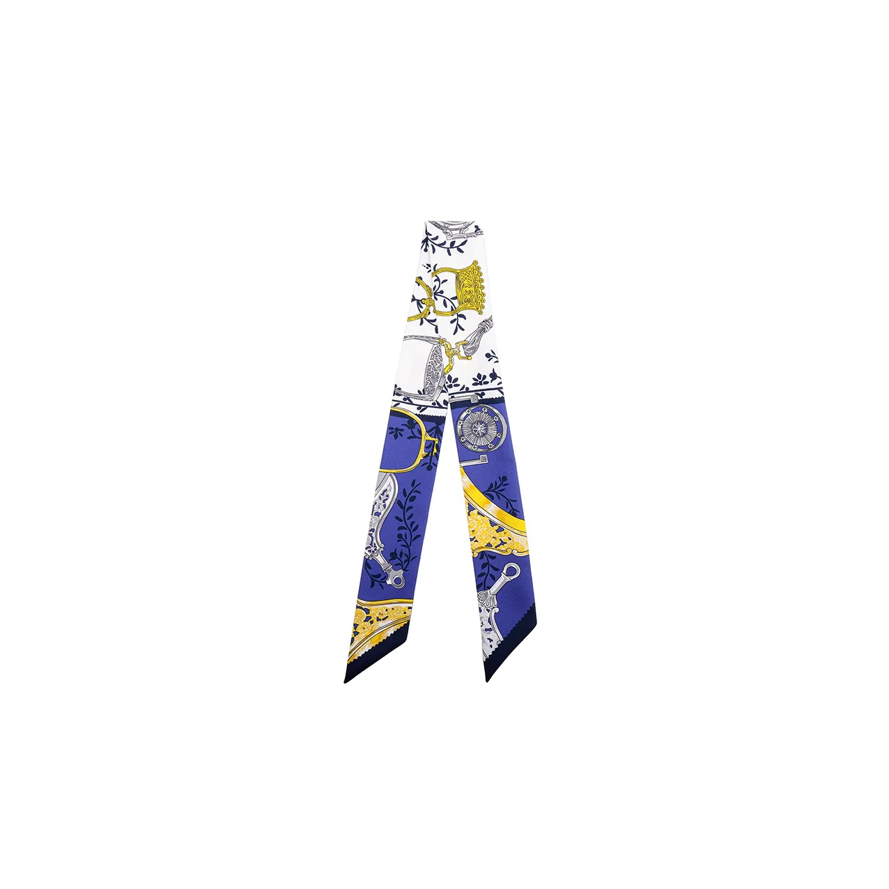 HERMES Twilly Шелковые Шарфы Женские Синий Белый Многоцветный