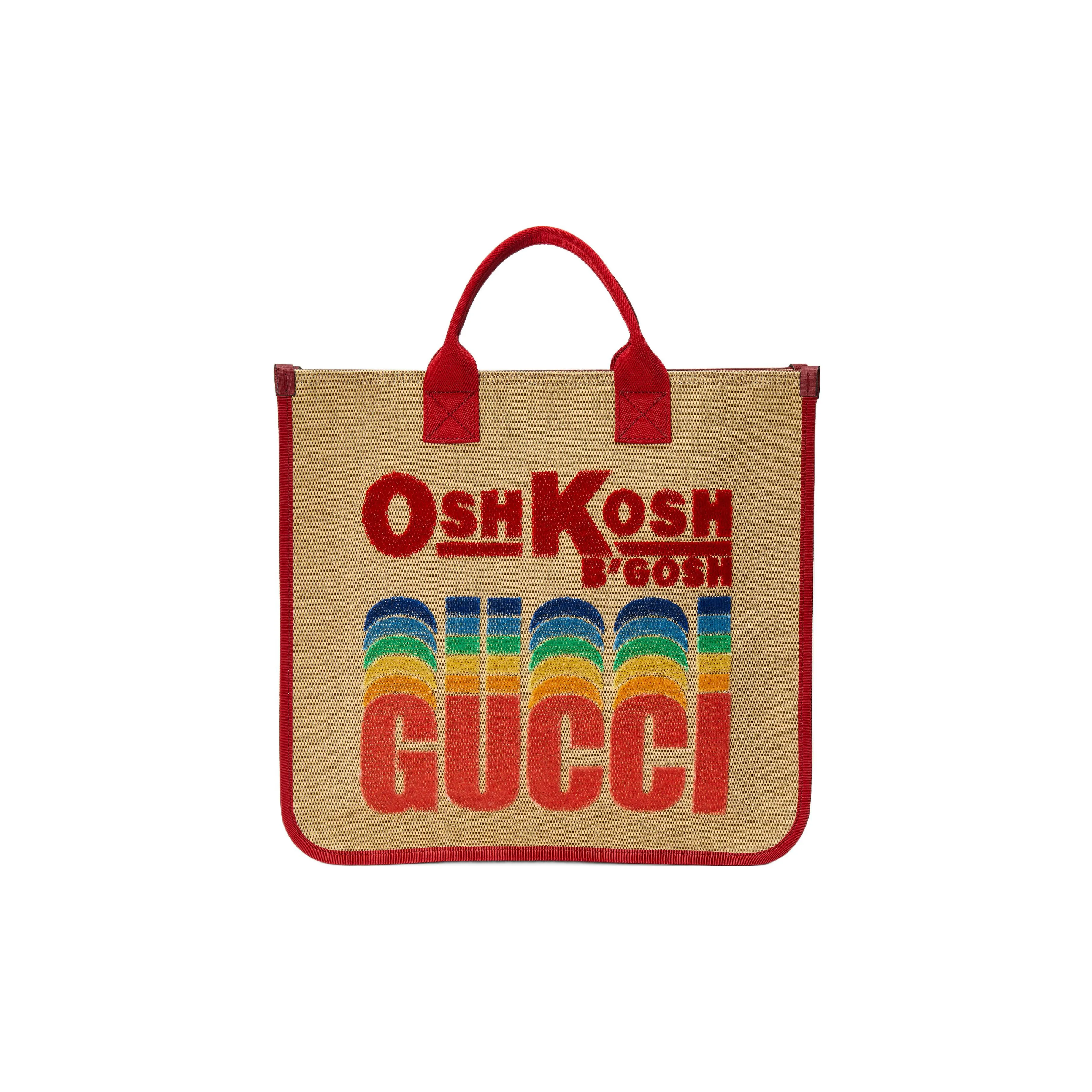 GUCCI OshKosh B'gosh Коллаборация 100% хлопок с сатиновой сумкой-тоут сумка для покупок детская сумка бежевый красный