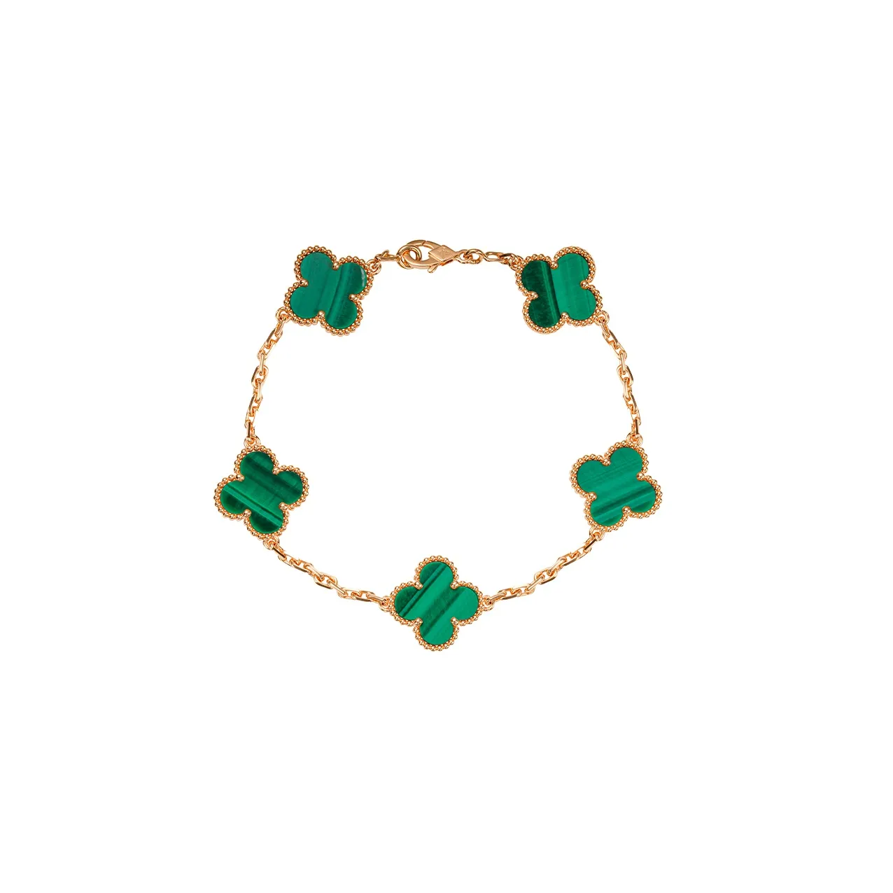 Van Cleef & Arpels Alhambra Four Leaf Lucky Series Malachite Bracelets Women's Green
