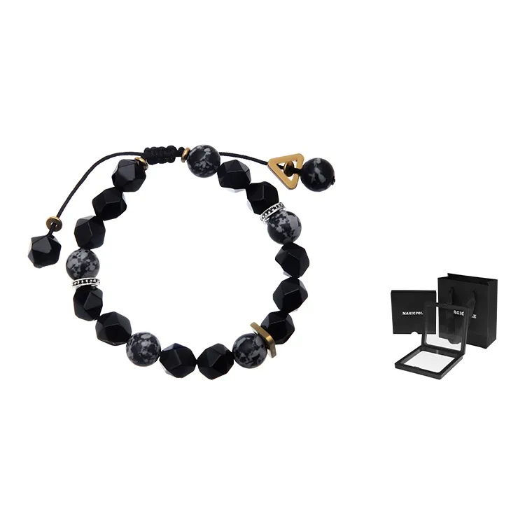 MAGICPOLE Snowflake Obsidian Bracelets Men's Black
