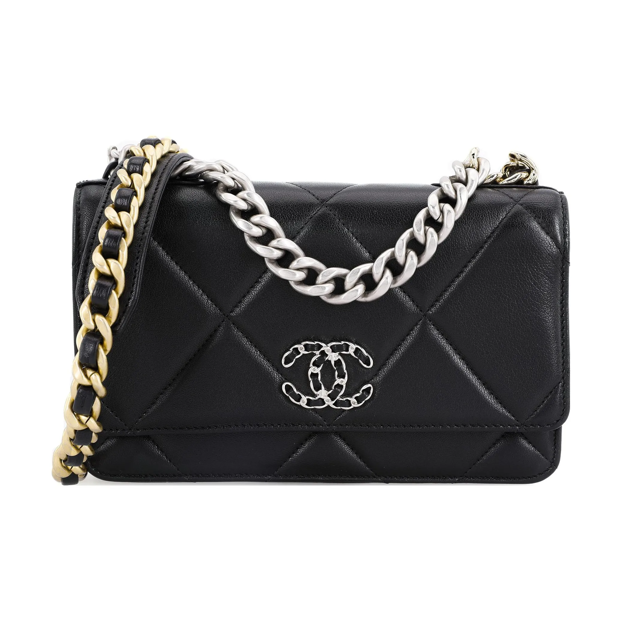 chanel rosa 19Bag Sheepskin Crossbody Bag Regular Women's Black