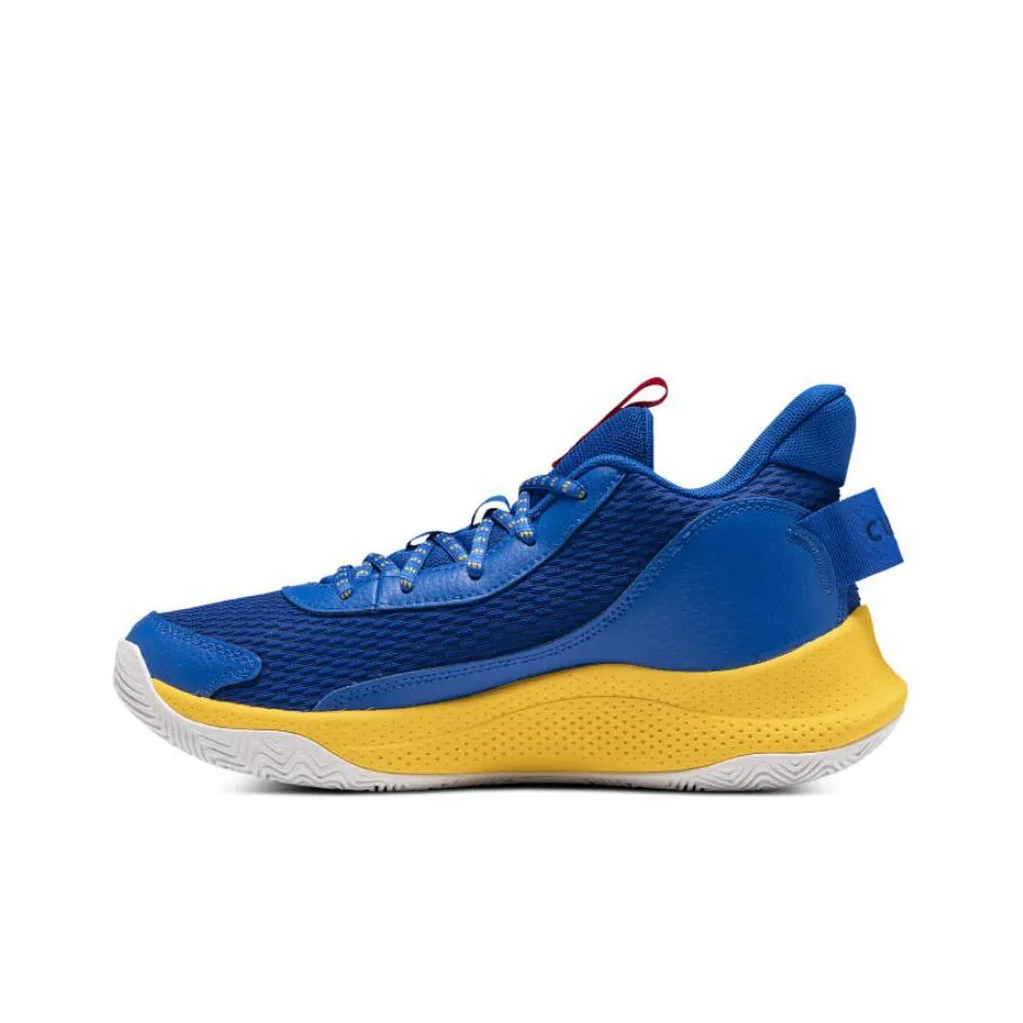 Under Armour Curry 3 Z7 Устойчивые к истиранию Низкие Баскетбольные Кроссовки Унисекс Синий Желтый