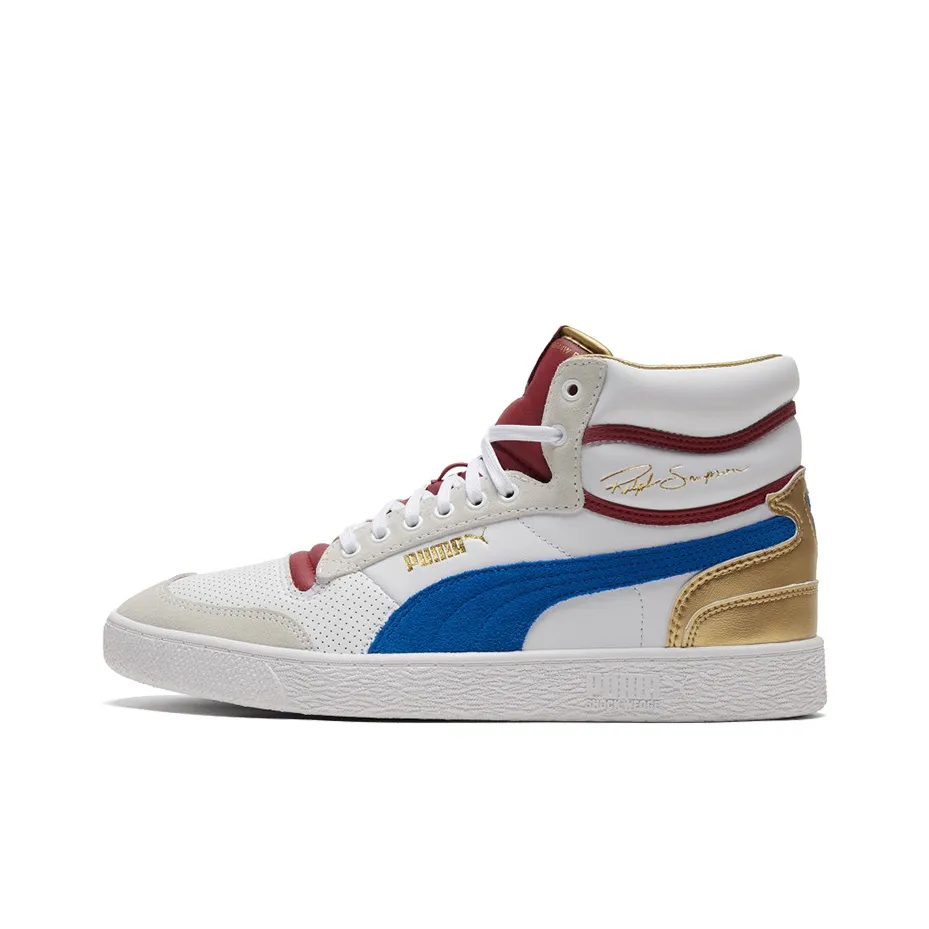 PUMA Ralph Sampson MID Королевский Износостойкий И Легкий MID Топ Скейтборд Кроссовки Унисекс Белый Синий Красный
