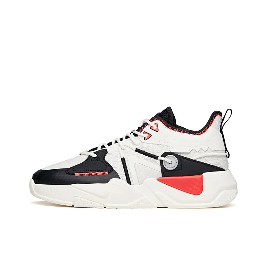 ANTA Skateboard Shoes Men Low-Top Ivory White/Black