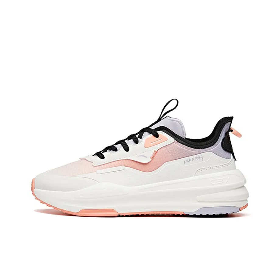 ANTA Life Collection C37 Slip Resistant Abrasion Resistant Low Top Скейтборд Кроссовки Женские Белые Розовые