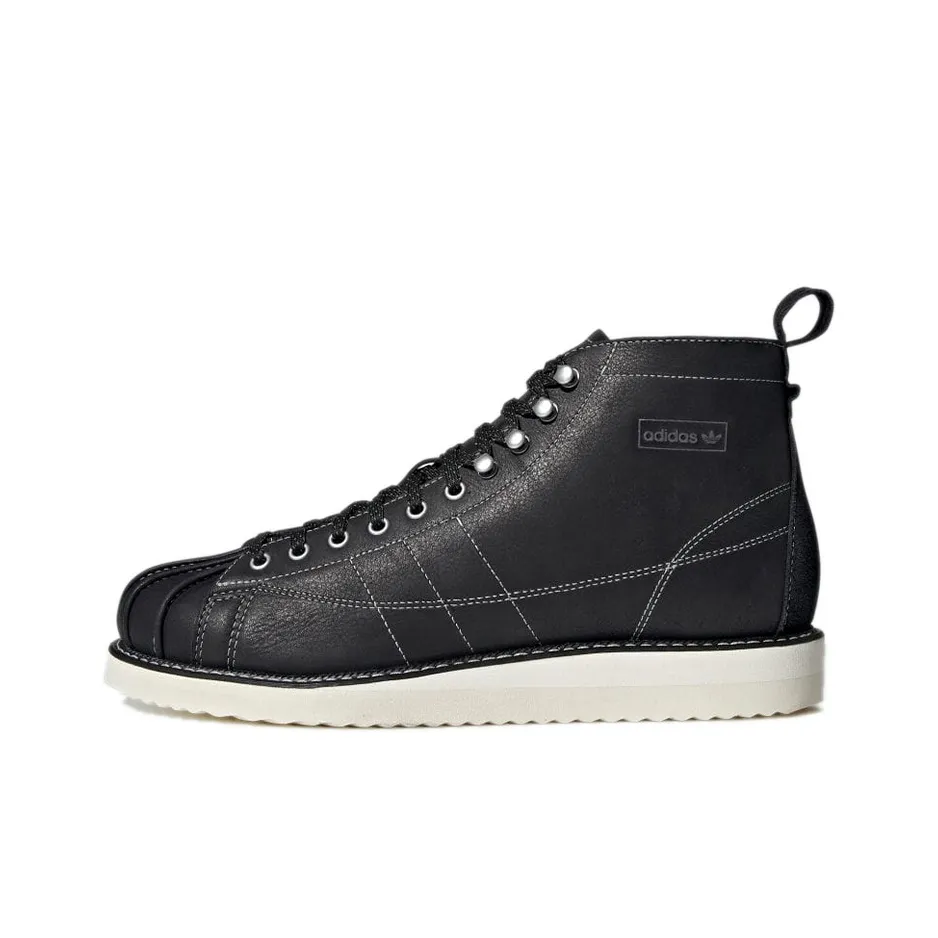 Adidas Originals Superstar Skateboard Shoes Unisex High Top Charcoal Black