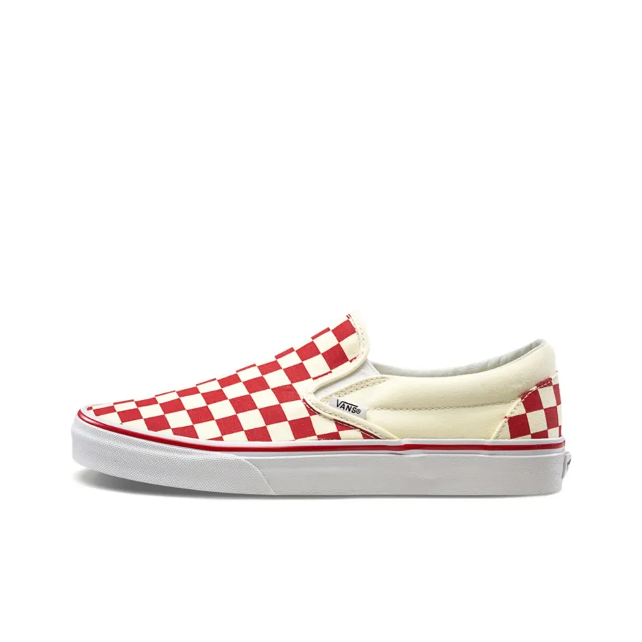Vans Slip On Series Классические Низкие Кроссовки для Скейтбординга Унисекс Белый Красный
