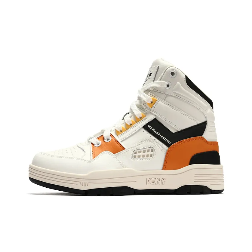 PONY M 100 Abrasion Resistant High Top Скейтборд Кроссовки Unisex Белый Оранжевый