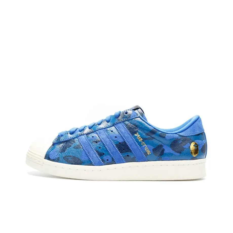 A BATHING APE x Adidas Originals Superstar 80s UNDFTD BAPE Co-Brand Синий Камуфляж Низкие Кроссовки для Скейтбординга Унисекс Синий Камуфляж
