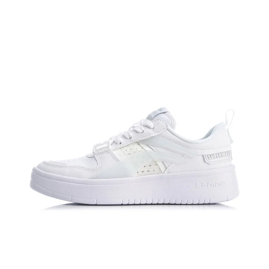 LiNing Wave Superwave Lite Anti Slip Wear Resistant Lightweight Breathable Low Top Skateboard Shoes Women's White